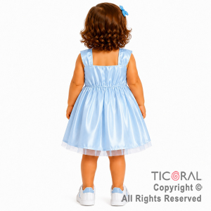 DISFRAZ PRINCESA CORTO CON BRETEL ANCHO CELESTE TALLE 0 x 1